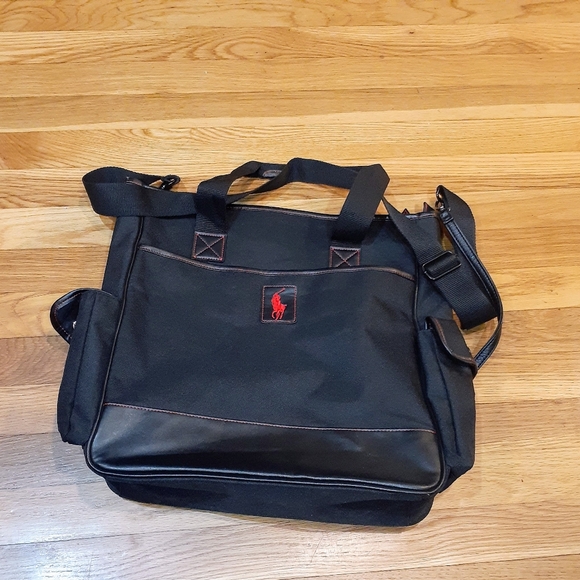 POLO RALPH LAUREN Tote Bag Large  Black /  Red Canvas Embroidered Vintage 90's - Picture 5 of 5